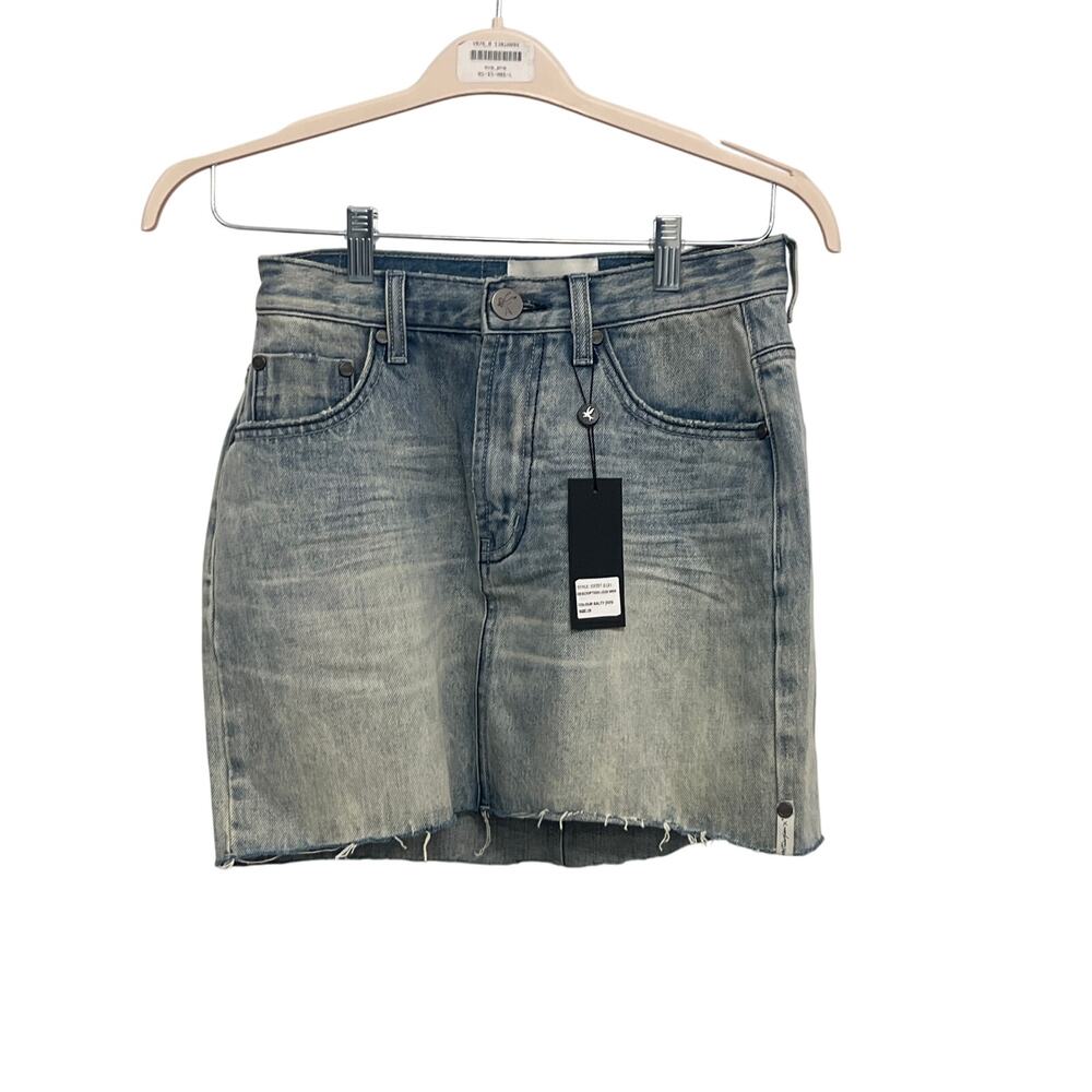 NEW NWT One teaspoon Sz 26 /2 "2020 mini" Denim jean skirt light wash distressed